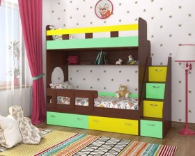 Детская двухъярусная кровать Юниор-1 Белый/Синий Распродажа в Ужуре - uzhur.katalogmebeli.com | фото 4