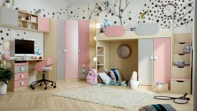 Детская комната Грэйси (Розовый/Серый/корпус Клен) в Ужуре - uzhur.katalogmebeli.com | фото