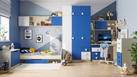 Детская комната Скай (Синий/Белый/корпус Клен) в Ужуре - uzhur.katalogmebeli.com | фото