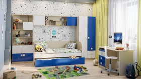 Детская комната Скай Люкс (Синий/Белый/корпус Клен) в Ужуре - uzhur.katalogmebeli.com | фото