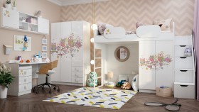 Детская комната Совушки (Белый/корпус Выбеленное дерево) в Ужуре - uzhur.katalogmebeli.com | фото