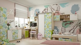 Детская комната Твит (Белый/Зеленый/корпус Клен) в Ужуре - uzhur.katalogmebeli.com | фото