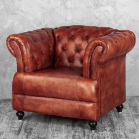 Кресло кожаное Лофт Честер-Нью (Коричневый) в Ужуре - uzhur.katalogmebeli.com | фото