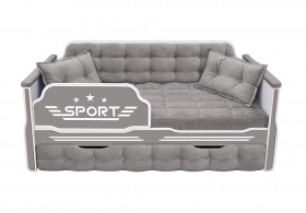 Кровать 180 серии Спорт 1 ящик 45 Серый (подушки) в Ужуре - uzhur.katalogmebeli.com | фото