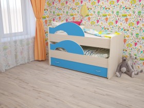 Кровать детская Радуга 1600 Млечный дуб/Голубой в Ужуре - uzhur.katalogmebeli.com | фото