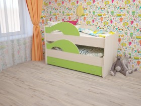 Кровать детская Радуга 1600 Млечный дуб/Салатовый в Ужуре - uzhur.katalogmebeli.com | фото