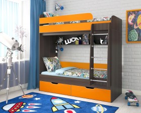 Кровать двухъярусная Юниор-5  Бодего/Оранжевый в Ужуре - uzhur.katalogmebeli.com | фото