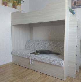 Кровать двухъярусная с диваном (Беленый дуб) в Ужуре - uzhur.katalogmebeli.com | фото