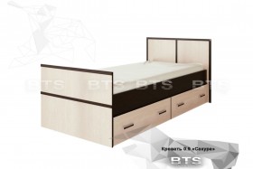 Кровать Сакура с настилом и ящиками 0,9 (Венге/Лоредо) в Ужуре - uzhur.katalogmebeli.com | фото