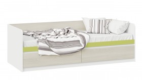 Кровать «Сканди» с 2 ящиками Дуб Гарден/Белый/Зеленый в Ужуре - uzhur.katalogmebeli.com | фото