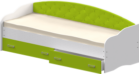 Кровать Софа-7 с мягкой спинкой (800х1900) Белый/Лайм в Ужуре - uzhur.katalogmebeli.com | фото