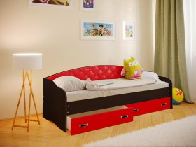 Кровать Софа-8 с мягкой спинкой (900х1900) Венге/Красный в Ужуре - uzhur.katalogmebeli.com | фото