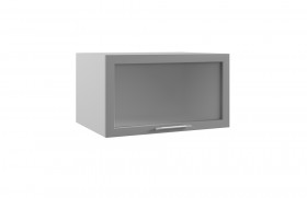 Квадро ГВПГС 800 шкаф верхний горизонтальный глубокий со стеклом высокий (Железо/корпус Серый) в Ужуре - uzhur.katalogmebeli.com | фото