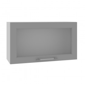 Квадро ВПГС 800 шкаф верхний горизонтальный со стеклом высокий (Железо/корпус Серый) в Ужуре - uzhur.katalogmebeli.com | фото