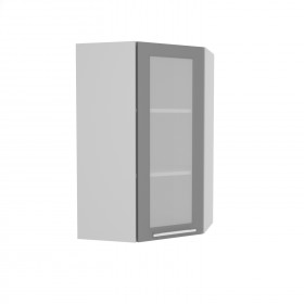 Квадро ВПУС 550 шкаф верхний угловой со стеклом высокий (Железо/корпус Серый) в Ужуре - uzhur.katalogmebeli.com | фото