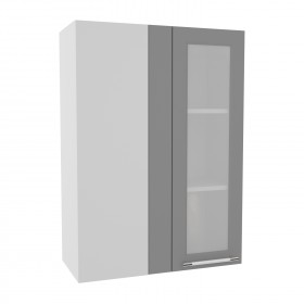 Квадро ВПУС 650 шкаф верхний угловой со стеклом высокий (Железо/корпус Серый) в Ужуре - uzhur.katalogmebeli.com | фото
