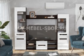 Мебель для гостиной МГС 6 (Исполнение 1/Венге/Белый глянец) в Ужуре - uzhur.katalogmebeli.com | фото