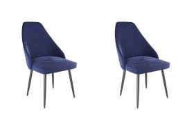 Набор стульев Милан 2 шт (синий велюр/черный) в Ужуре - uzhur.katalogmebeli.com | фото