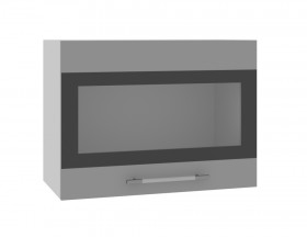 Норд ШВГС 600 Шкаф верхний горизонтальный со стеклом (Софт черный/корпус Белый) в Ужуре - uzhur.katalogmebeli.com | фото