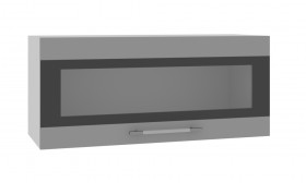 Норд ШВГС 800 Шкаф верхний горизонтальный со стеклом (Софт черный/корпус Белый) в Ужуре - uzhur.katalogmebeli.com | фото