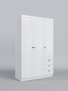 Шкаф 3-х створчатый с ящиками Классика (Белый/корпус Выбеленное дерево) в Ужуре - uzhur.katalogmebeli.com | фото