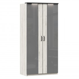 Техно ЛД 678.130.000.007 Шкаф 2-хстворчатый с комбинированными дверями (Дуб Крафт белый/Серый шифер) в Ужуре - uzhur.katalogmebeli.com | фото