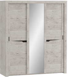 Шкаф трехдверный Соренто с раздвижными дверями Дуб бонифаций/Кофе структурный матовый в Ужуре - uzhur.katalogmebeli.com | фото 1